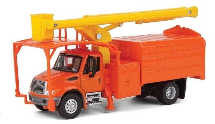 International(R) 4300 2-Axle Truck with Tree Trimmer Body - Assembled -- Orange Cab and Bod, HO, Walthers SceneMaster 11744