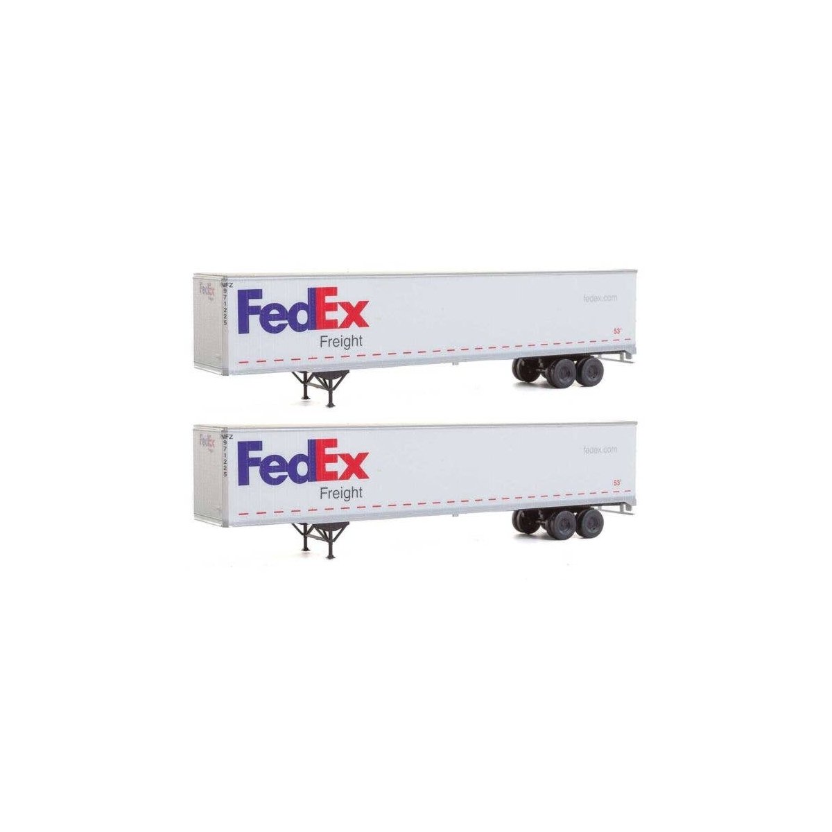 53′ Stoughton Trailer 2-Pack - Assembled -- FedEx Freight, HO, Walthers SceneMaster 2452