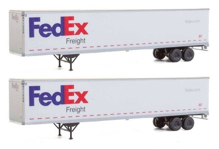 53′ Stoughton Trailer 2-Pack - Assembled -- FedEx Freight, HO, Walthers SceneMaster 2452