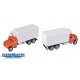 International(R) 4900 Dual-Axle Refrigerated Van - Assembled -- Orange Cab, White Body, HO, Walthers SceneMaster 11393