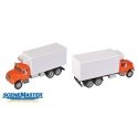 International(R) 4900 Dual-Axle Refrigerated Van - Assembled -- Orange Cab, White Body, HO, Walthers SceneMaster 11393