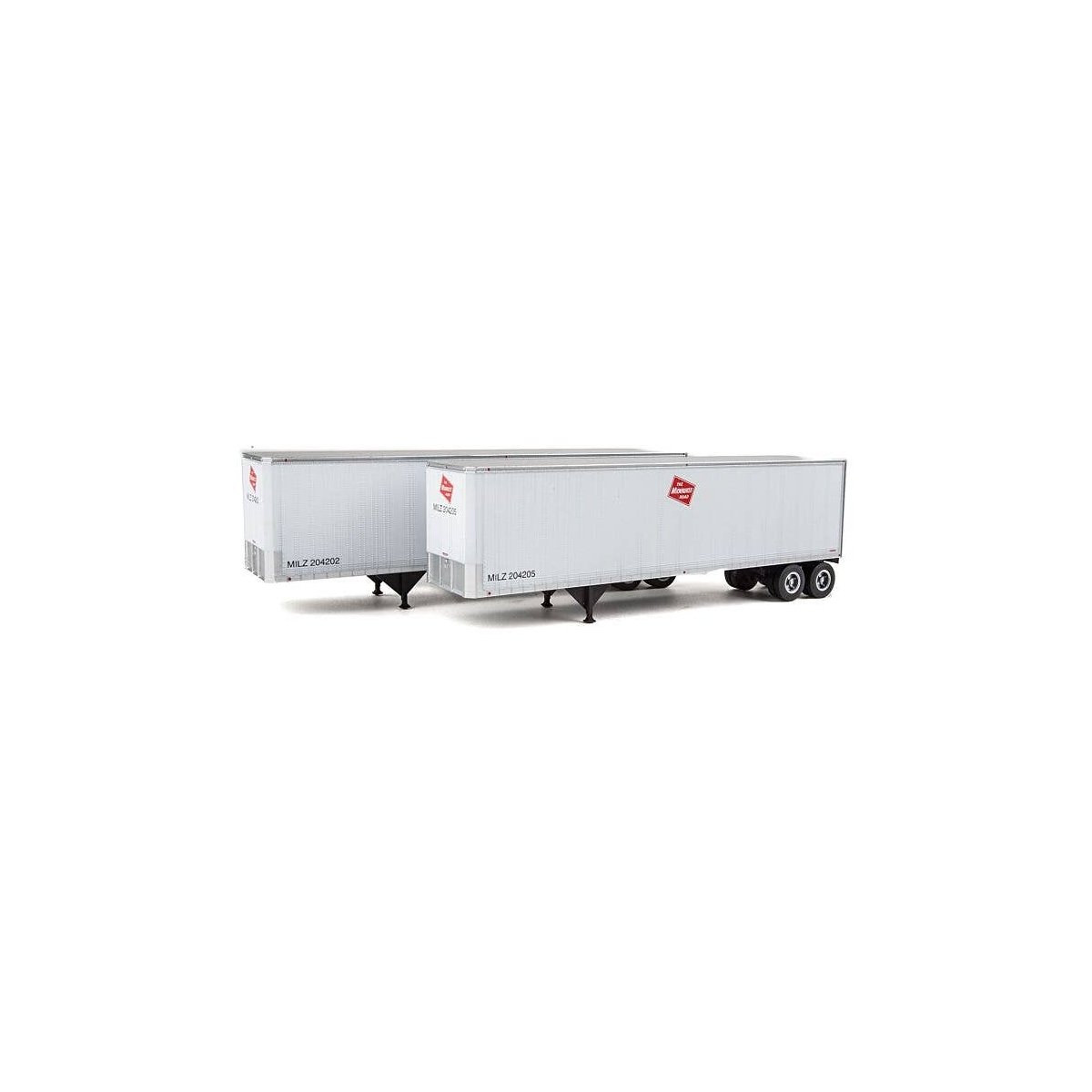 40′ Trailmobile Trailer 2-Pack - Assembled -- Milwaukee Road (white, red Logo), HO, Walthers SceneMaster 2513