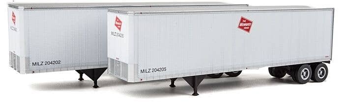 40′ Trailmobile Trailer 2-Pack - Assembled -- Milwaukee Road (white, red Logo), HO, Walthers SceneMaster 2513
