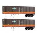 Flexi-Van 40` Trailer 2-Pack - Assembled -- Illinois Central (Diamond Logo, `U.S. Mail` Side, HO, Walthers SceneMaster 2601