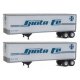 40′ Trailmobile Trailer 2-Pack - Assembled -- Santa Fe (white, blue), HO, Walthers SceneMaster 2501