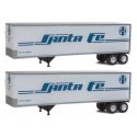 40′ Trailmobile Trailer 2-Pack - Assembled -- Santa Fe (white, blue), HO, Walthers SceneMaster 2501