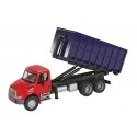 International(R) 4300 Dual-Axle Dumpster Carrier Truck - Assembled -- Red Cab, Blue Dumpste, HO, Walthers SceneMaster 11630