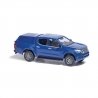 2015 Nissan Navara/Frontier Crew-Cab Pickup Truck with Cap - Assembled -- Blue, HO, Busch Gmbh & Co Kg 53705