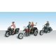 AutoScenes(R) - Assembled -- Born to Ride - 4 Riders on 3 Motorcycles, HO, Woodland Scenics 5549