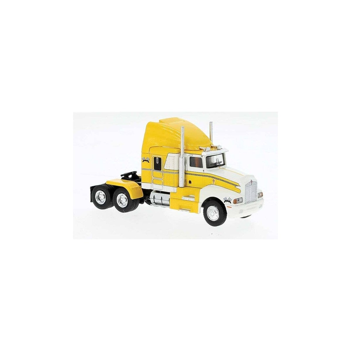 1984 Kenworth T600 Sleeper-Cab Tractor Only - Assembled -- Yellow, White, HO, Brekina Automodelle 85927