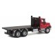 International(R) 7600 3-Axle Flatbed Truck - Assembled -- Red Cab, Black Flatbed, HO, Walthers SceneMaster 11652
