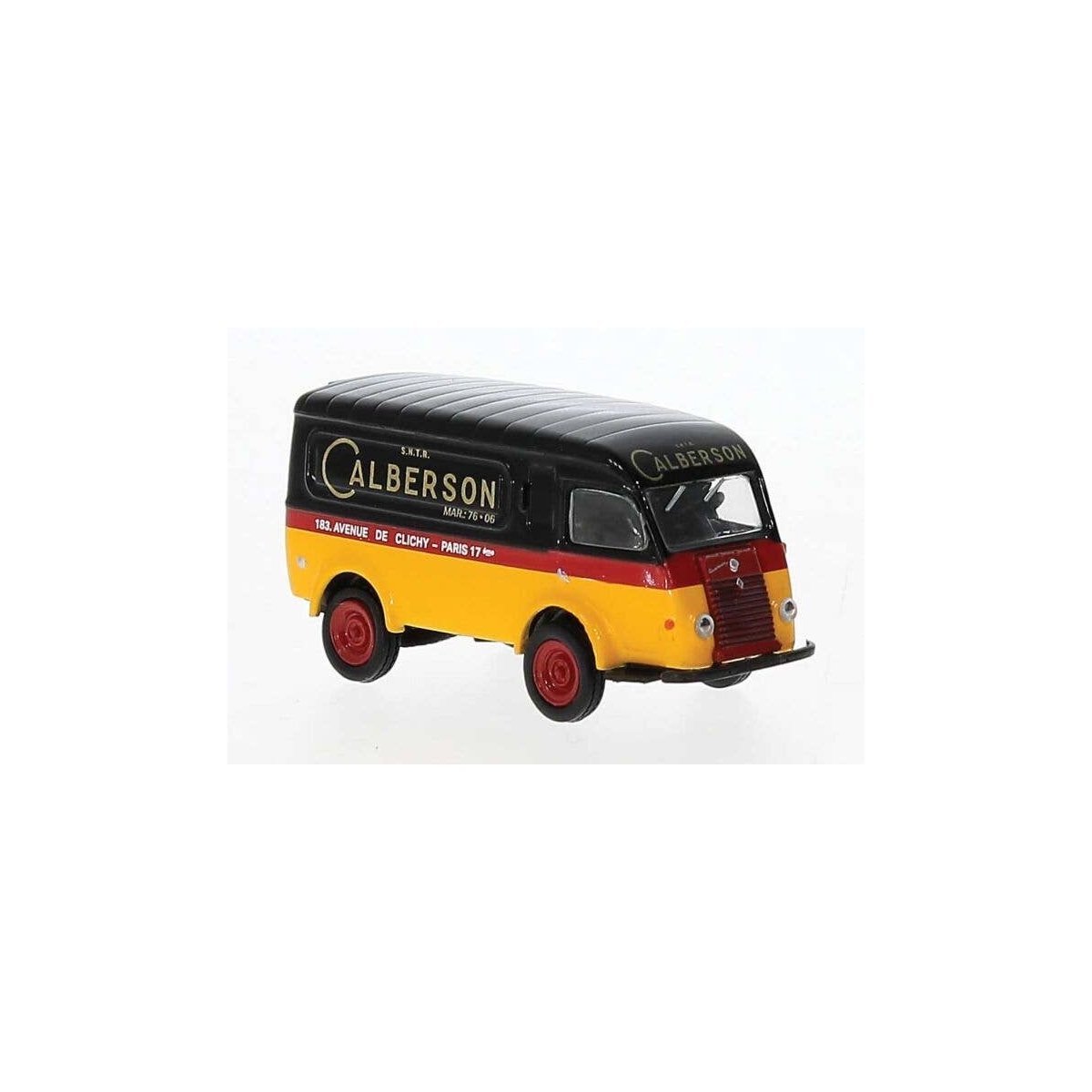 1950 Renault Goelette Cargo Van - Assembled -- Calberson (black, yellow, red, French Letteri, HO, Brekina Automodelle 14667