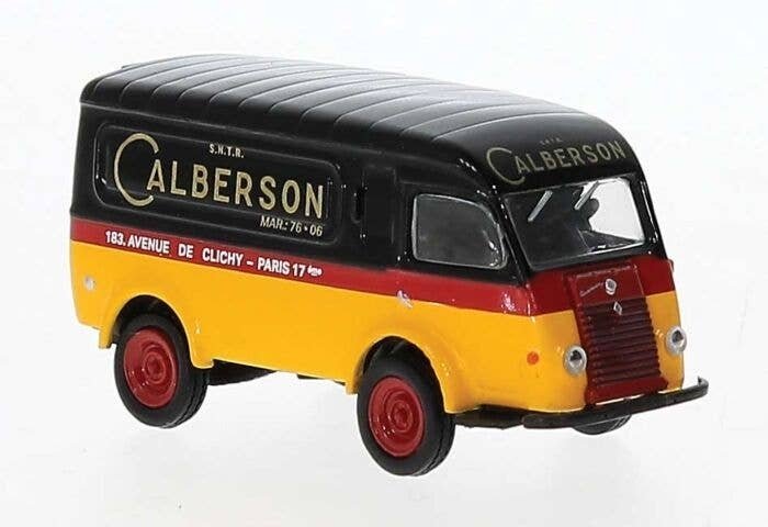 1950 Renault Goelette Cargo Van - Assembled -- Calberson (black, yellow, red, French Letteri, HO, Brekina Automodelle 14667