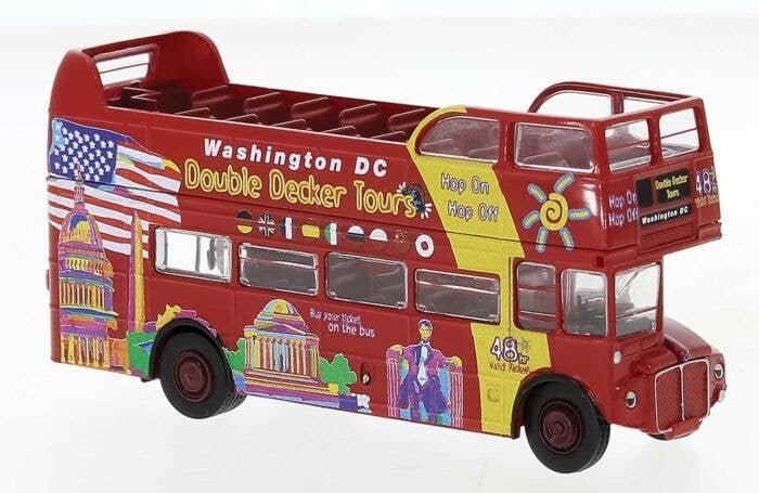 1965 AEC Routemaster Double-Deck Bus - Assembled -- Washington DC City Tour (red, multicolor, HO, Brekina Automodelle 61115