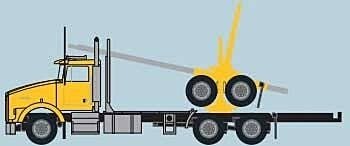 Kenworth T800 Log Truck with Trailer - Assembled -- Yellow, Black, N, Trainworx Inc 48085