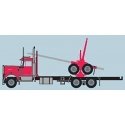 Kenworth W900 Log Truck with Trailer - Assembled -- Red, Black, N, Trainworx Inc 49083