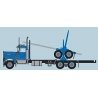 Kenworth W900 Log Truck with Trailer - Assembled -- Blue, Black, N, Trainworx Inc 49084