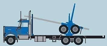 Kenworth W900 Log Truck with Trailer - Assembled -- Blue, Black, N, Trainworx Inc 49084