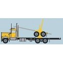 Kenworth W900 Log Truck with Trailer - Assembled -- Yellow, Black, N, Trainworx Inc 49085