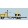Kenworth W900 Log Truck with Trailer - Assembled -- Yellow, Black, N, Trainworx Inc 49085