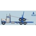 3-Axle Log Truck with Trailer - Assembled -- Gene Whittaker 2 (Dark Blue, white), N, Trainworx Inc 59002