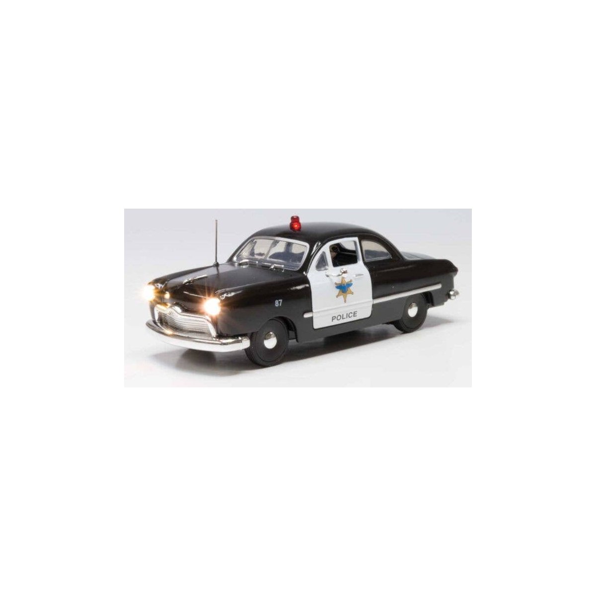 Police Car - Just Plug(R) Lighted Vehicle -- Black, White, O, Woodland Scenics 5973