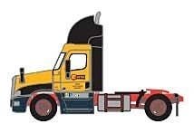 Freightliner Cascadia Raised-Roof 2-Axle Semi Tractor - Assembled -- Estes 3 (yellow, black, red , N, Trainworx Inc 4259403