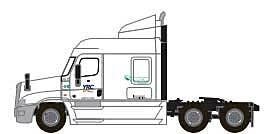 Freightliner Cascadia Mid-Roof Tractor - Assembled -- YRC Freight 2 (white, orange, blue), N, Trainworx Inc 4259002