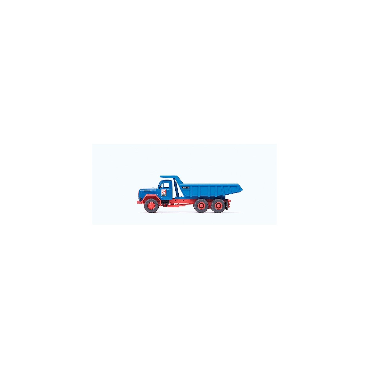 Magirus F 230 D 22 AK Dump Truck - Kit (Plastic) -- Schwitt-Bau Neustadt (blue, red, German Lettering, HO, Preiser Kg 31313