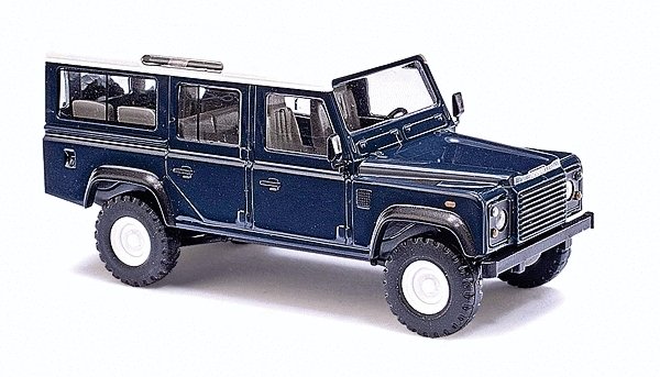 1983 Land Rover Defender SUV - Assembled -- Blue, White, HO, Busch Gmbh & Co Kg 50302