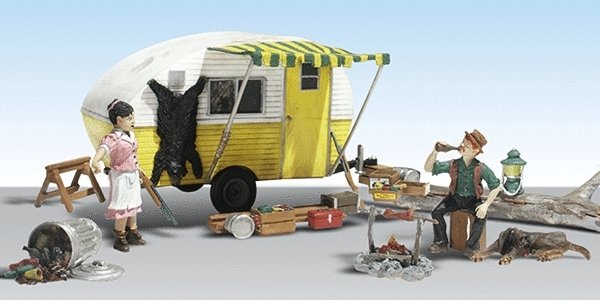 AutoScenes(R) - Assembled -- Ma & Pa′s Trailer Haven, HO, Woodland Scenics 5542