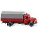 1956 Magirus Sirius Low-Side Truck - Assembled -- Fire Department (red, black, German Lettering), HO, Wiking 86143