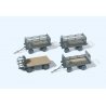 Electric Baggage Truck (Nonoperating) with 3 Trailers - Kit -- German Federal Railways DB (Era III, g, HO, Preiser Kg 17126