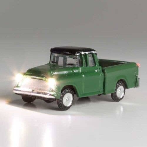 Green Pickup - Just Plug(R) Lighted Vehicle -- Green, N, Woodland Scenics 5610