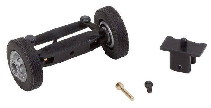 Front Axle Steering Mechanism w/Wheels - Assembled - Car System -- Fits Trucks & Buses (Less Magnet, HO, Faller Gmbh 163002