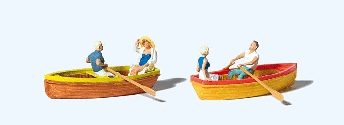 Rowboats w/Figures, HO, Preiser Kg 10686