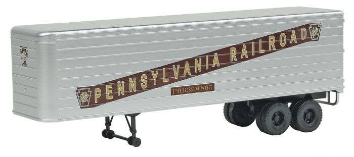 35′ Fluted-Side Trailer 2-Pack - Assembled -- Pennsylvania Railroad (silver, Tuscan), HO, Walthers SceneMaster 2405