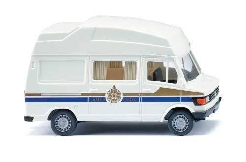 1982-1988 Mercedes-Benz 207 D Camper Van - Assembled -- James Cook (white, gold, blue), HO, Wiking 26702