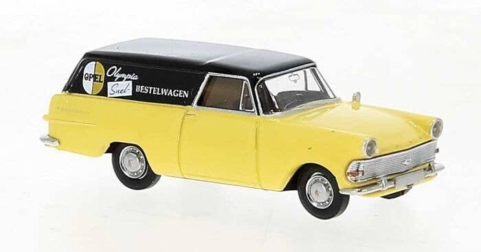 1960 Opel P2 Delivery Station Wagon - Assembled -- Opel Snel-Bestelwagen (yellow, black, Ger, HO, Brekina Automodelle 20072