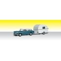 Thompson`s Travelin` Trailer - Assembled - AutoScenes(R) -- Station Wagon with Camper, N, Woodland Scenics 5328