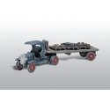 American Trucks - Early Diamond T (Cast Metal Kit) -- Semi Tracor with Flatbed Trailer, HO, Woodland Scenics 244