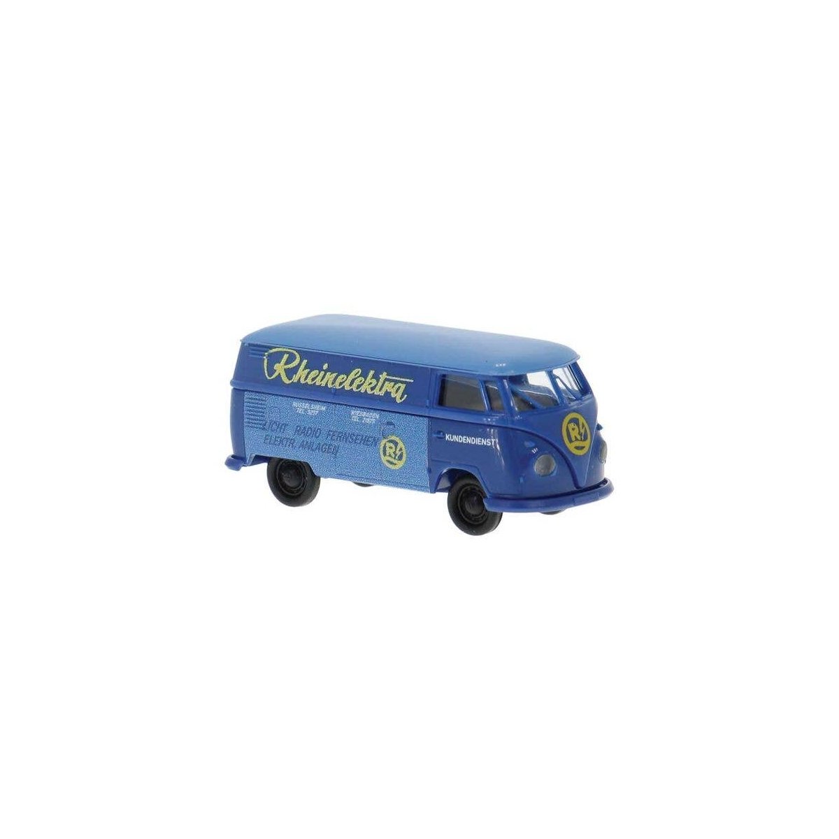 1960-1963 Volkswagen T1b Kasten Cargo Van - Assembled -- Rheinelektra (blue, yellow, German , HO, Brekina Automodelle 32794