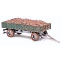1958 Low-Sided Farm Trailer - Assembled -- With Manure Load (Weathered, green), HO, Busch Gmbh & Co Kg 44922