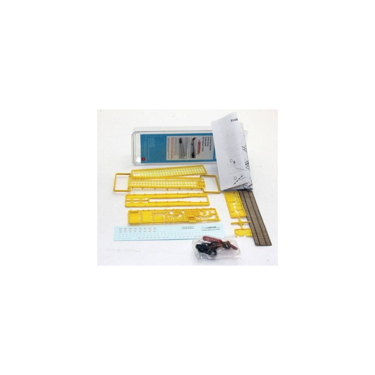 40′ Trailmobile Flatbed Trailer -- Construction Yellow, HO, Lonestar Models 5010