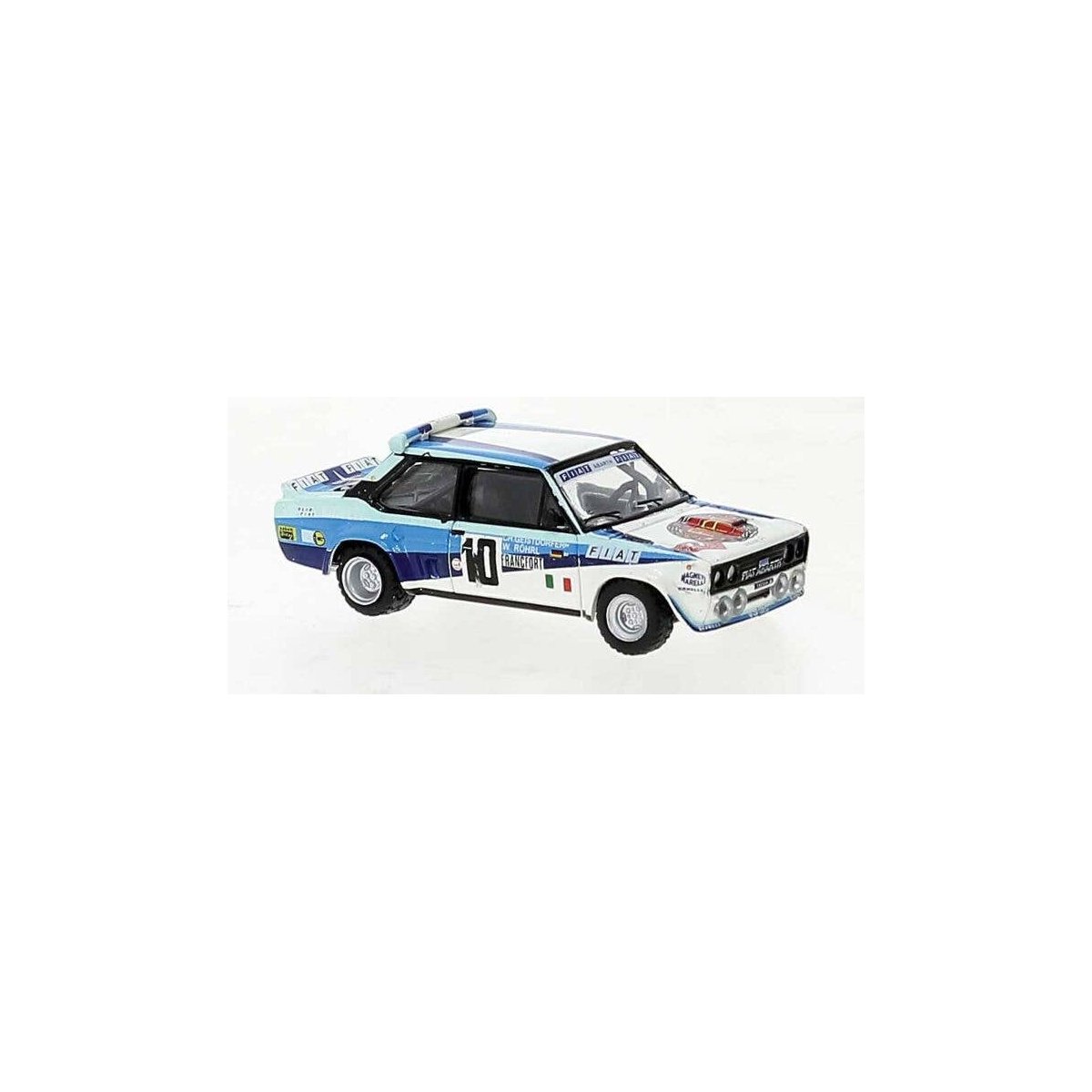 1975 Fiat 131 Abarth - Assembled -- Walter Rohrl 10, Monte Carlo-Sieger, 1980 (white, blue, , HO, Brekina Automodelle 22654