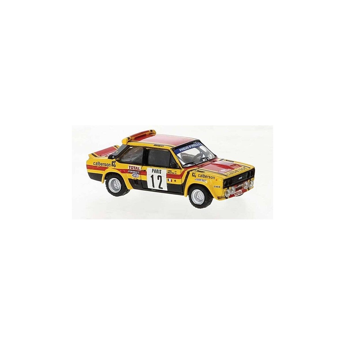 1975 Fiat 131 Abarth - Assembled -- Michele Mouton 12, Siebte in Monte Carlo, 1980 (yellow, , HO, Brekina Automodelle 22659