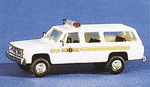 Chevrolet Suburban - Emergency - Police Vehicles -- Illinois State Police (white, yellow stri, HO, Trident Miniatures 90184