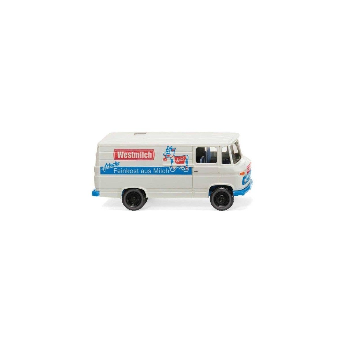 1967-1974 Mercedes-Benz L 406 Cargo Van - Assembled -- Westmilch (white, blue, red, German Lettering), HO, Wiking 27058