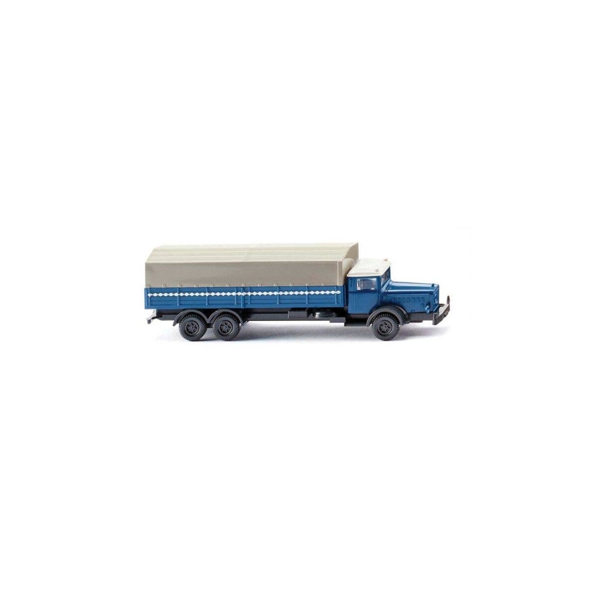 1935-1938 Mercedes-Benz L 10000 Low-Side Truck with Cover - Assembed -- Blue, White, N, Wiking 94306