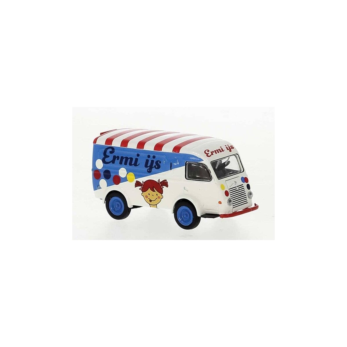 1950 Renault Goelette Cargo Van - Assembled -- Ermi Ijs (white, blue, red, Dutch Lettering), HO, Brekina Automodelle 14662